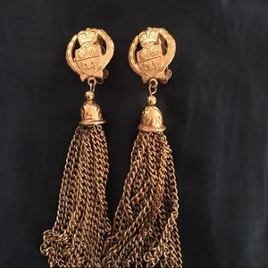 Gold Crest Clip On Earrings